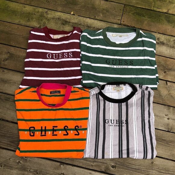 LOT OF 4 Striped Guess Shirts Large - Picture 1 of 2